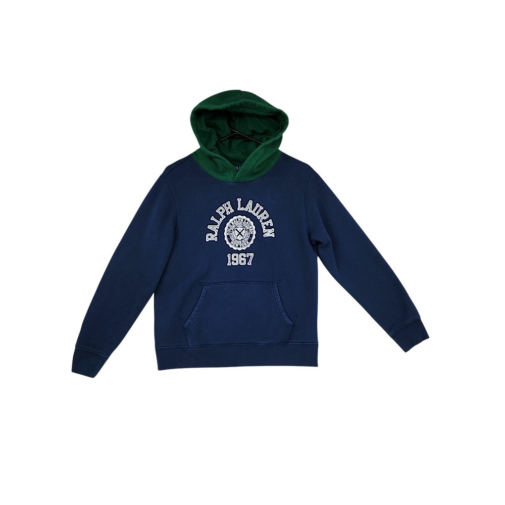 Polo Ralph Lauren Hoodie L 14-16 Girls Kids Navy Blue Green Crest 1967